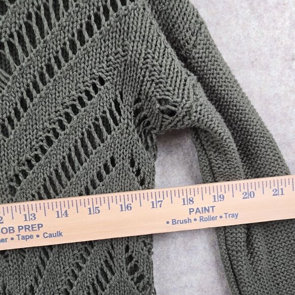 Garage Lightweight Open-Knit Chevron Sweater Army Green Cotton Blend Medium M - Picture 9 of 9
